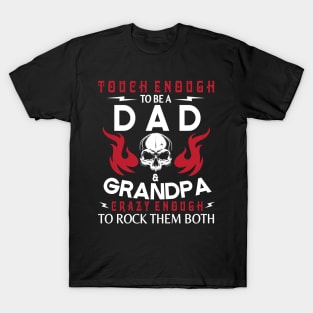 Touch Enough To Be A Dad And Grandpa Crazy Enough To Rock Them Both Happy Father July 4th Day T-Shirt